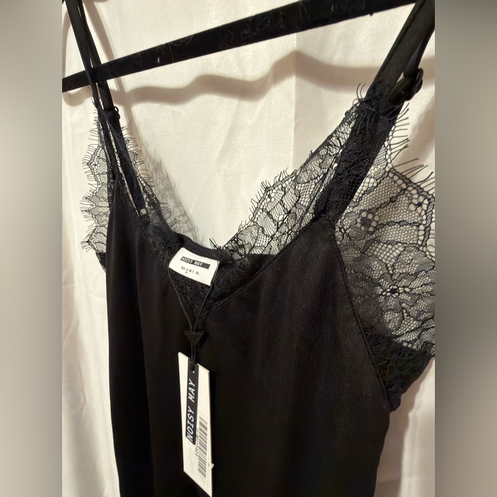 Noisy May NWT Black Lace Cocktail Slip Mini Dress size small - Picture 7 of 12